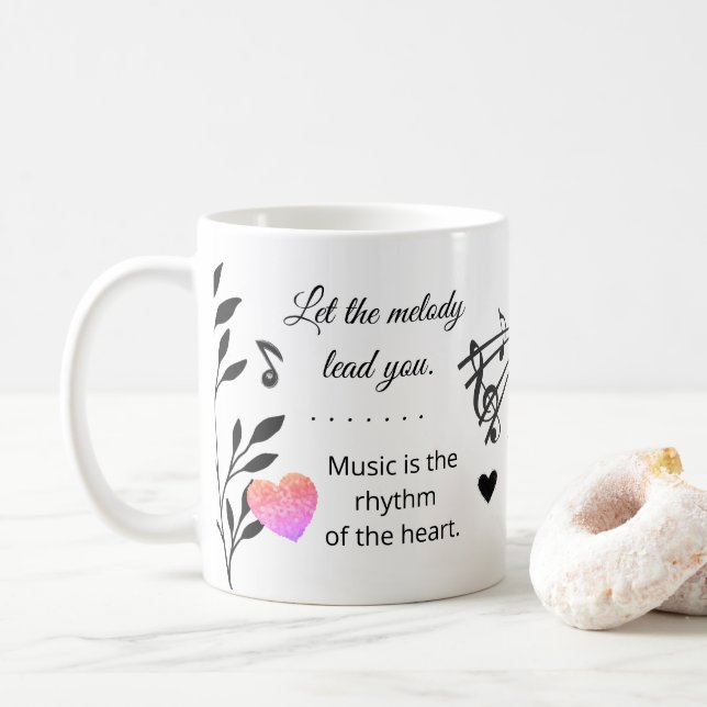 Music & Heart – Inspirational Musical Quote Mug (With Donut)