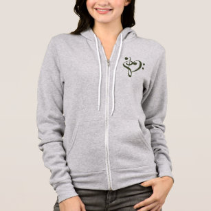 Music Heart Treble Bass Clef Heart - Chive Hoodie