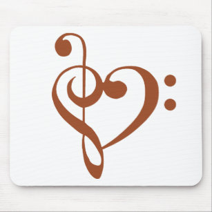 Music Heart Treble Bass Clef Heart - Cinnamon Mouse Pad