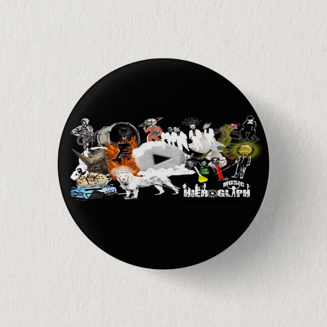 Music Hieroglyph 1 Inch Round Button (Front)