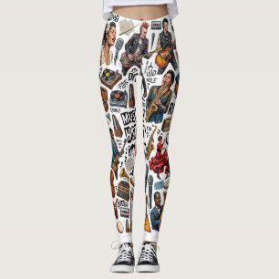 Music History & Genres Collage Art - Retro, Punk,  Leggings