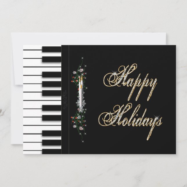Music Holiday Party Invitations - Piano - Musical (Front)