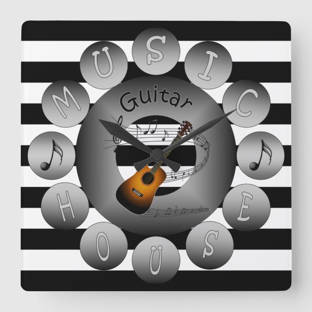 Music House Clock ~Acoustic Guitar ~Spiral Scale ~ (Front)