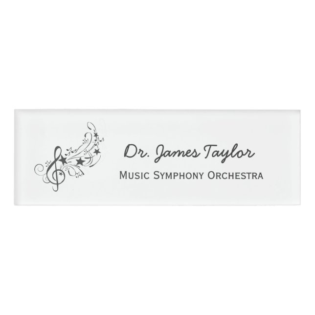 Music Illustration Band Symphony Orchestra Name Tag (Front)