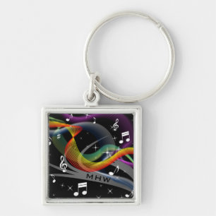 Music Illustration custom monogram key chains