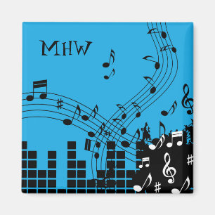 Music Illustration custom monogram magnet