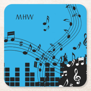 Music Illustration custom monogram paper coasters