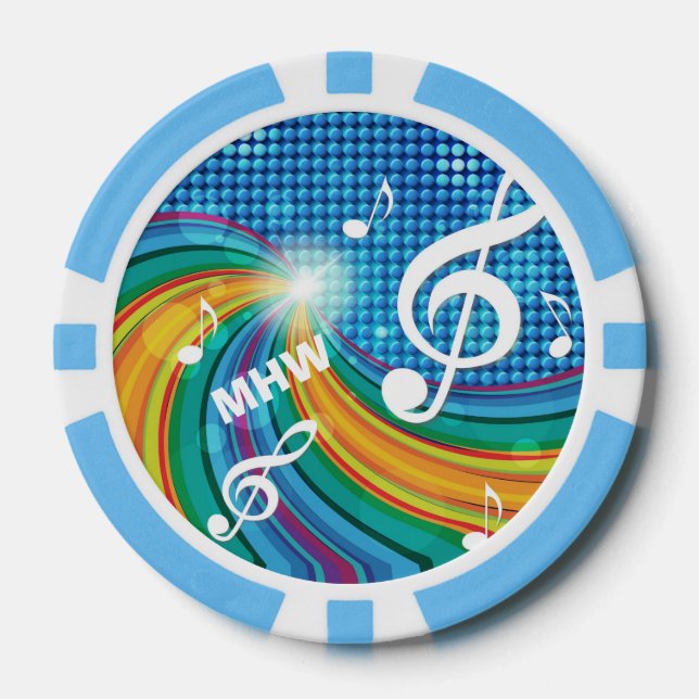 Music Illustration custom monogram poker chips (Front)