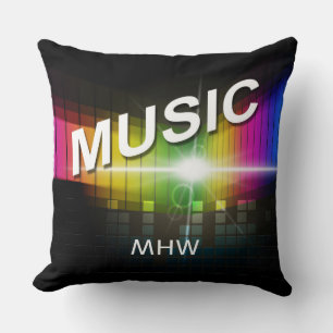 Music Illustration custom monogram throw pillows