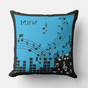 Music Illustration custom monogram throw pillows