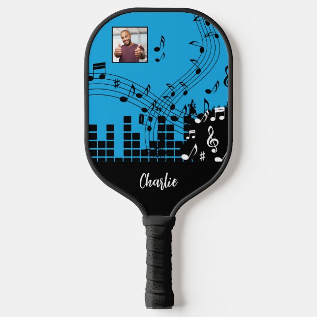Music Illustration custom name & photo Pickleball Paddle (Front)