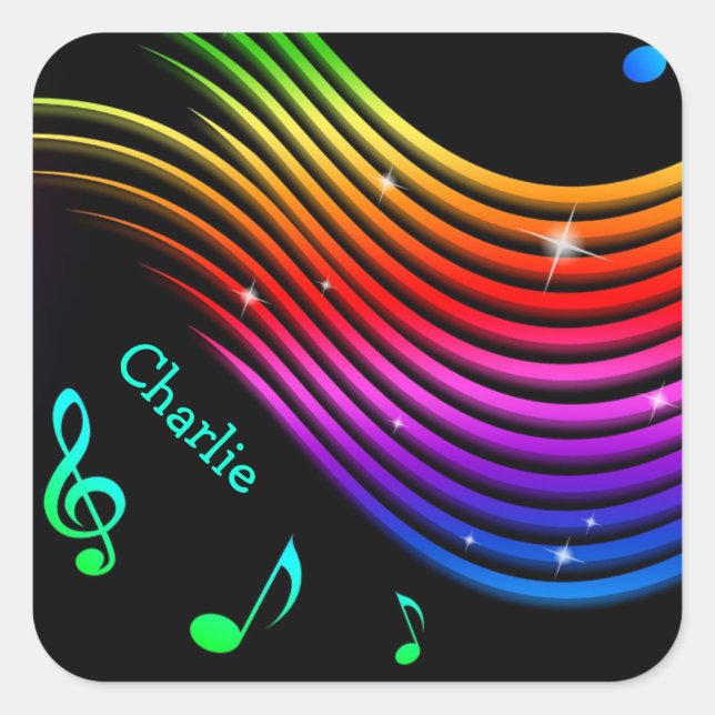 Music Illustration custom name stickers (Front)