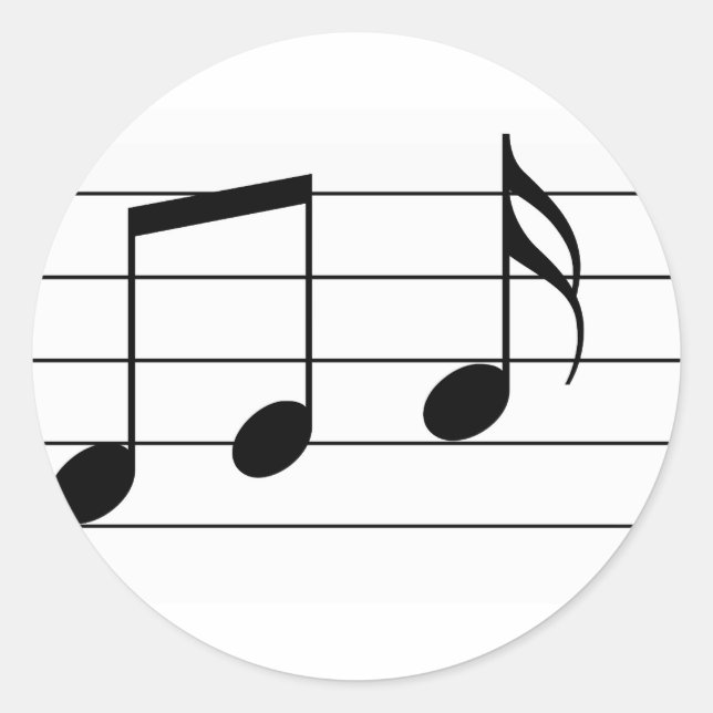 Music illustration. Eighth and sixteenth notes. Classic Round Sticker (Front)