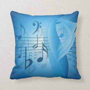 Music in Blue Throw Pillow