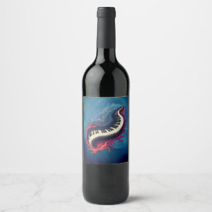 Music in motion, the curved piano. wine label