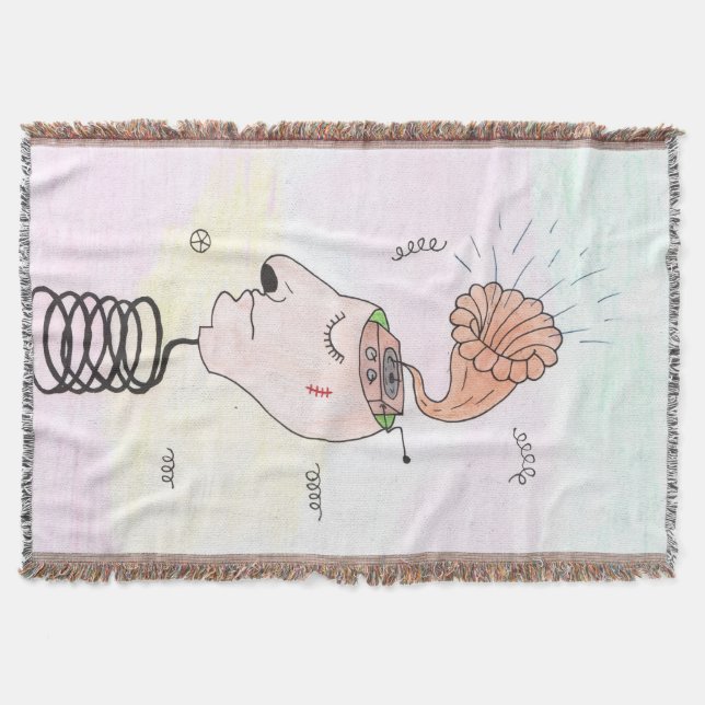 "Music in my head" Postcard Throw Blanket (Front)