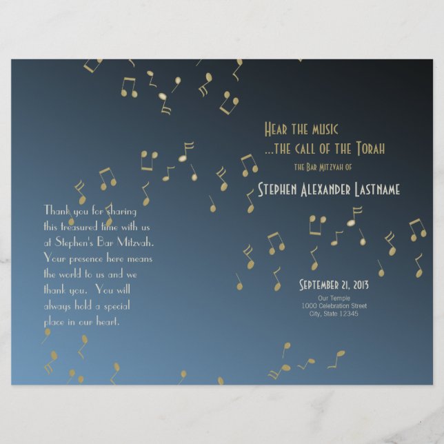 Music in the Air Bar Mitzvah Program Cover (Front)