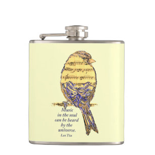 Music in the Soul Heard Universe music note Bird Hip Flask
