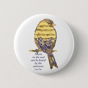 Music in the Soul Quote & Music Note Bird 2 Inch Round Button