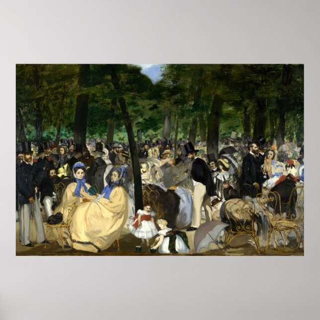Music in the Tuileries Gardens by Manet - Poster (Front)