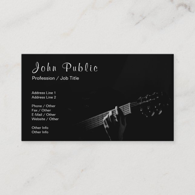 Music Instructor Guitar Lessons Signature UV Matte Business Card (Front)