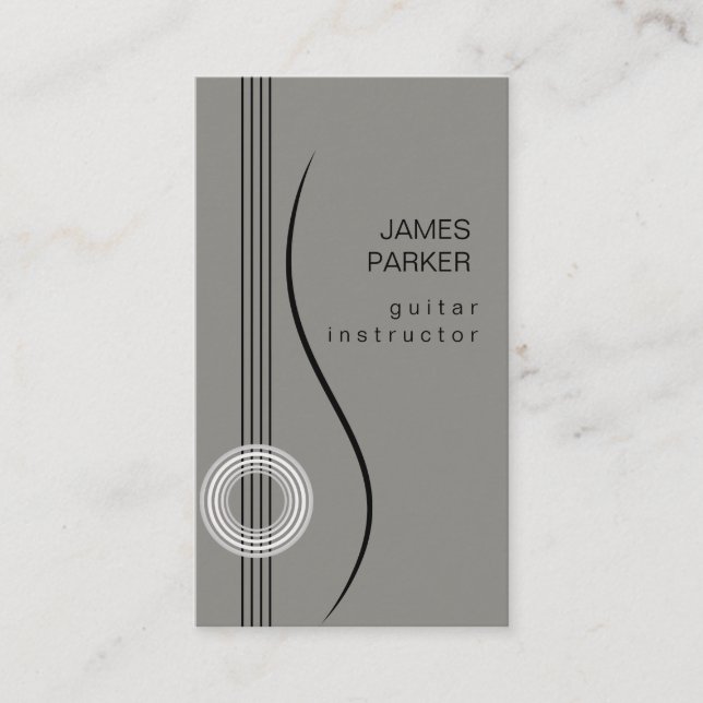 Music Instructor Guitar Logo Minimalist Singer Business Card (Front)
