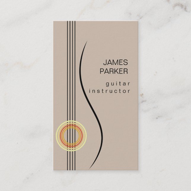 Music Instructor Guitar Logo Minimalist Singer Business Card (Front)