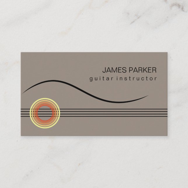 Music Instructor Guitar Logo Minimalist Singer Business Card (Front)