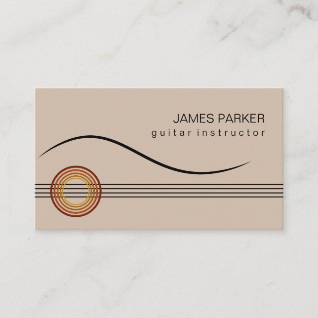 Music Instructor Guitar Logo Minimalist Singer Business Card (Front)