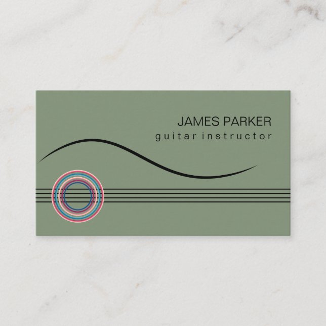 Music Instructor Guitar Logo Minimalist Singer Business Card (Front)