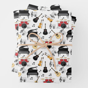 Music Instrumen Pattern Wrapping Paper Sheet