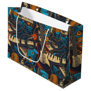 Music Instrument Pattern Large Gift Bag