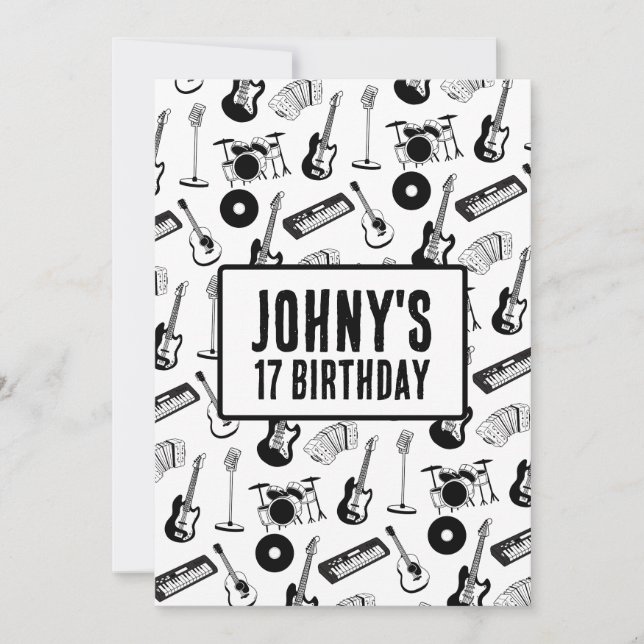 Music instruments birthday invitation (Front)