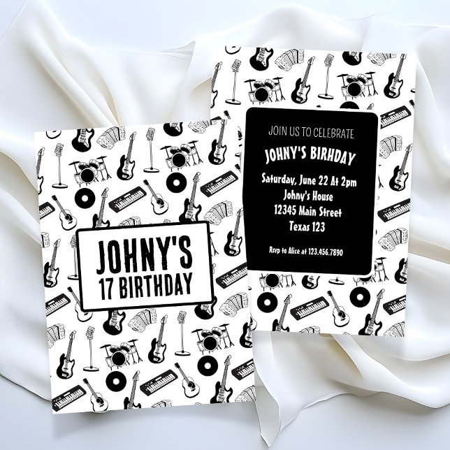 Music instruments birthday invitation (Creator Uploaded)