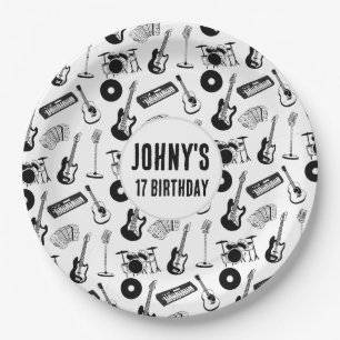 Music instruments birthday paper plate