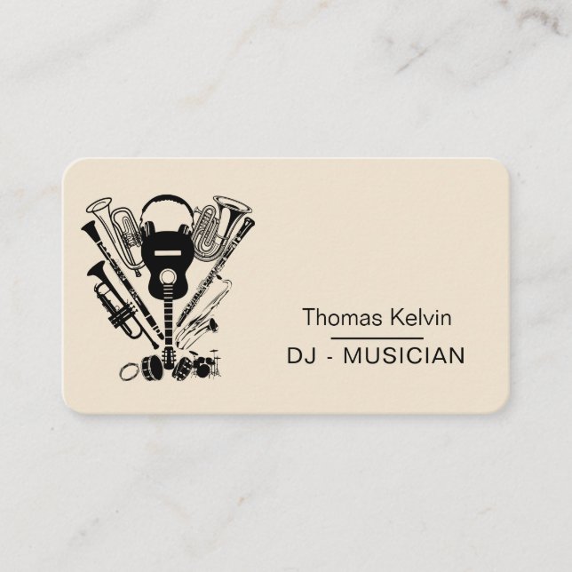  Music Instruments Event Organizer DJs Player Business Card (Front)