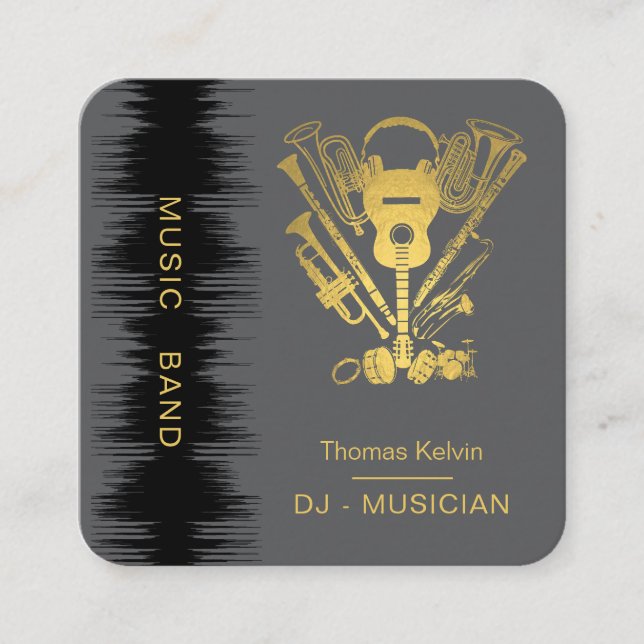  Music Instruments Event Organizer DJs Player Square Business Card (Front)