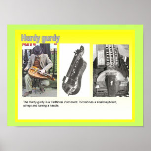 Music, instruments, "Hurdy Gurdy" player Poster