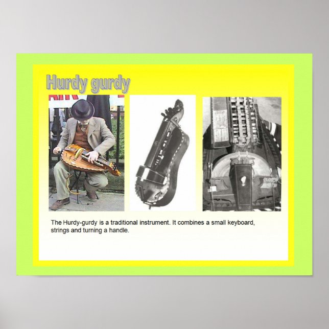 Music, instruments, "Hurdy Gurdy" player Poster (Front)