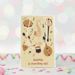 Music instruments kids birthday medium gift bag