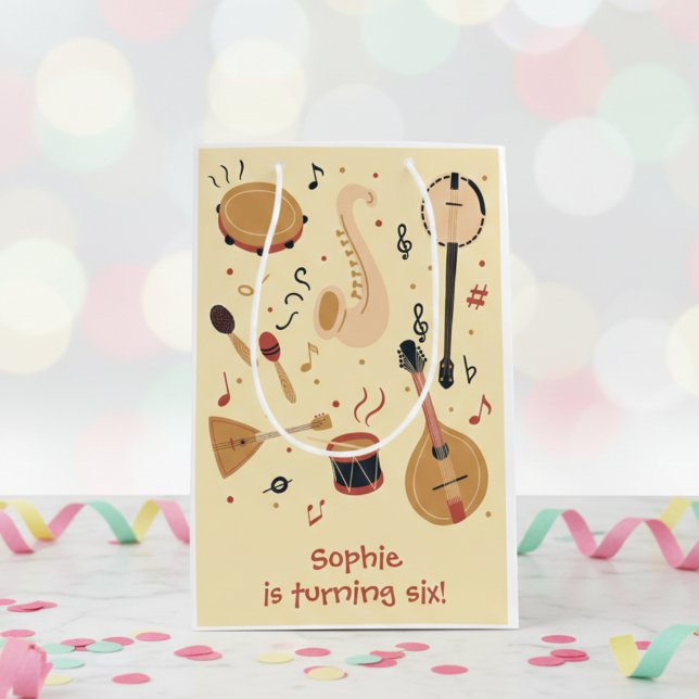 Music instruments kids birthday medium gift bag (Creator Uploaded)