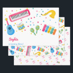 Music instruments kids birthday wrapping paper sheet<br><div class="desc">Strike up the band—it's time to party! 🎶🎉 Our Zazzle kids' birthday item hits all the right notes with its music theme. It's a concert of fun waiting to happen! With musical notes and instruments in vibrant colors, this item sets the stage for a celebration that's as lively as a...</div>