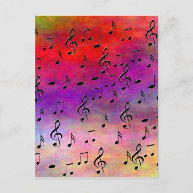 Music  Instruments  notes dance tunes radio keys Postcard (Front)