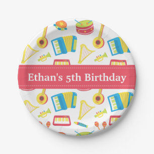 Music Instruments Pattern Kids Birthday Party Paper Plate