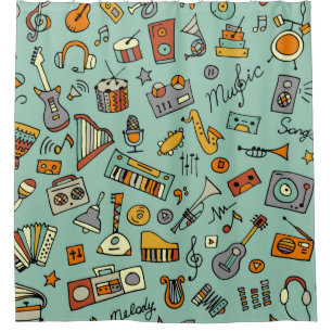 Music instruments sketch,seamless pattern