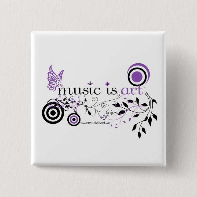 Music Is Art 2 Inch Square Button (Front)