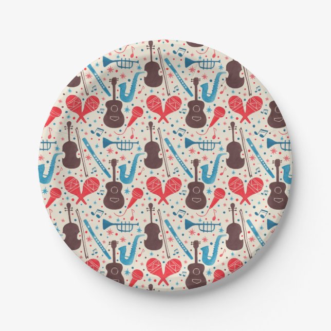 Music is Everywhere Pattern Paper Plate (Front)