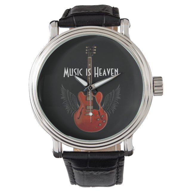 Music is Haven Men's Wristwatch w/ Leather Band (Front)