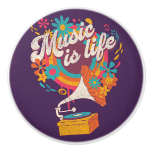 Music is life ceramic knob