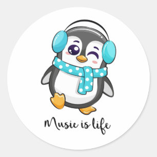 music is life classic round sticker
